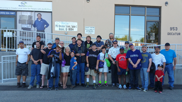 The Blue Star Recyclers team in front of their Denver Warehouse.