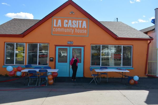Fany Mendez, the Director of La Casita, in front of the community center in Westwood.