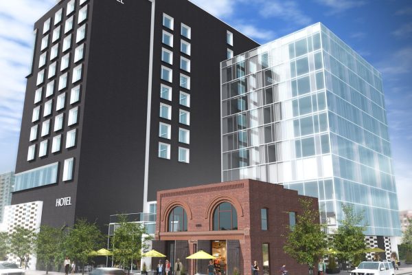 The Hilton Garden Inn at Union Station will include 233 rooms, and incorporate the Historic Denver Hose House (brick building in image above).