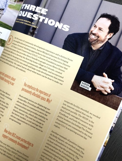 ULC's President & CEO, Aaron Miripol, in The Denver Foundation's Summer 2019 Give Magazine.