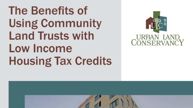 Text on a white background that says The benefits of using community land trusts with low income housing tax credits