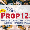 Yes on Prop 123 Logo over a background of houses